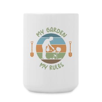 lustige Sprüche Gärtner Gartenliebe retro Logo - Große Tasse 440 ml - Weiß - Vorne