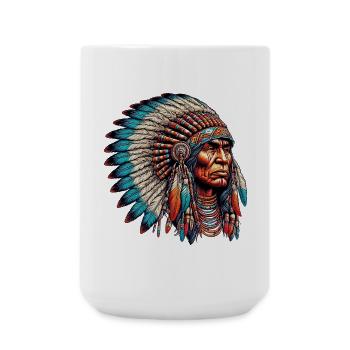 Amerikanisch Indianer Amerikanische Rote Haut - Große Tasse 440 ml - Weiß - Vorne
