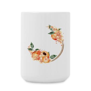 Peach half, peaches, peach blossoms in wreath - Large Mug 440 ml - white - Front