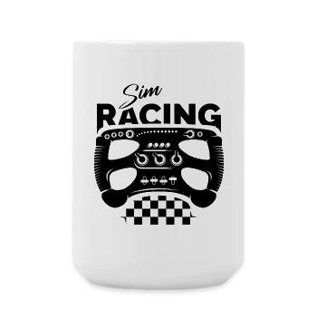 sim racing gamer Formel Lenkrad Zielflagge Symbol - Große Tasse 440 ml - Weiß - Vorne