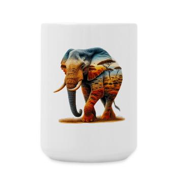 Elefant - Große Tasse 440 ml - Weiß - Vorne