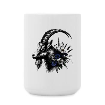 Capricorn Flowers Alps Mountains Illustration - Large Mug 440 ml - white - Front
