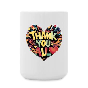 Buntes Dankeschön-Herz-Design - Große Tasse 440 ml - Weiß - Vorne