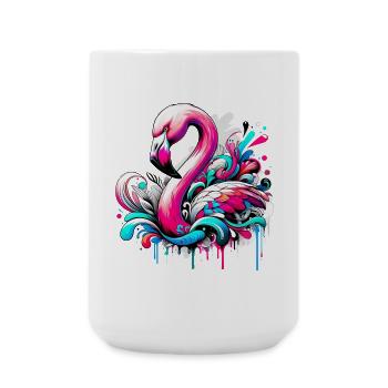 Flamingo - Große Tasse 440 ml - Weiß - Vorne