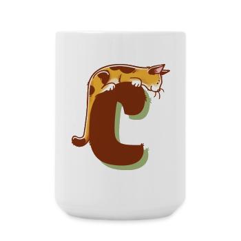Cat Letter C - Large Mug 440 ml - white - Front