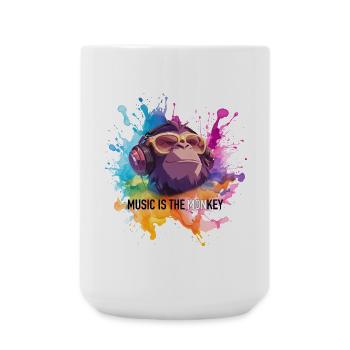 La musique est le jeu de mots de singe - Grande tasse 440 ml - blanc - Devant