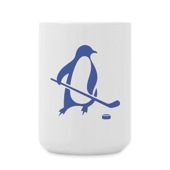 Pinguin Eishockey Silhouette Minimalistisch - Große Tasse 440 ml - Weiß - Vorne