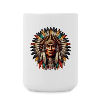 Amerikanischer Indianer Amerikanische Rote Haut - Große Tasse 440 ml - Weiß - Vorne