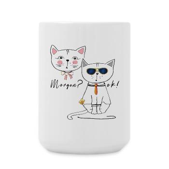 Cat and tomcat tomorrow? OK! - Large Mug 440 ml - white - Front
