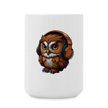 Hibou avec casque - Grande tasse 440 ml - blanc - Devant
