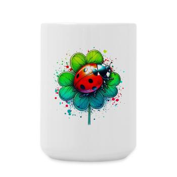 Ladybug on a four-leaf clover - Large Mug 440 ml - white - Front