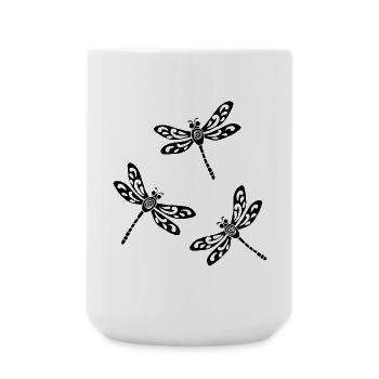 Trio of Black Dragonflies - Large Mug 440 ml - white - Front