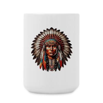 Amerikanischer Indianer Amerikanische Rote Haut - Große Tasse 440 ml - Weiß - Vorne