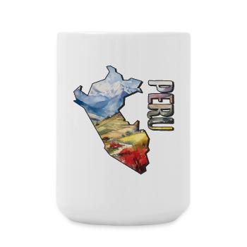 Carte à l’aquarelle du Pérou - Grande tasse 440 ml - blanc - Devant