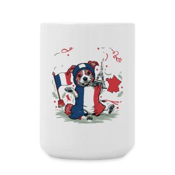 Freche Französische Flagge Hündchen - Große Tasse 440 ml - Weiß - Vorne