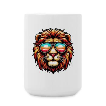 Lion with Sunglasses - Large Mug 440 ml - white - Front