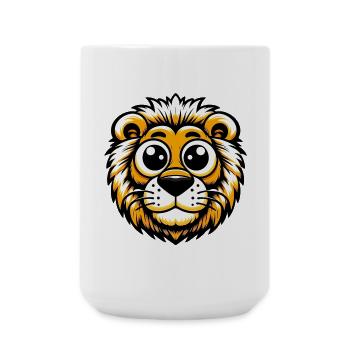 Löwe - Große Tasse 440 ml - Weiß - Vorne