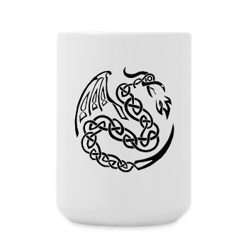 Schwarzer keltischer Drache - Große Tasse 440 ml - Weiß - Vorne