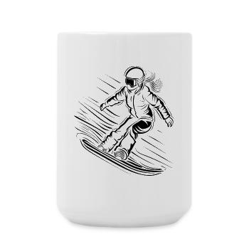 Snowboarder Sketch - Large Mug 440 ml - white - Front