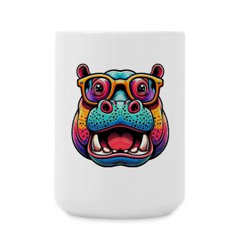 Hippopotamus with Glasses - Large Mug 440 ml - white - Front
