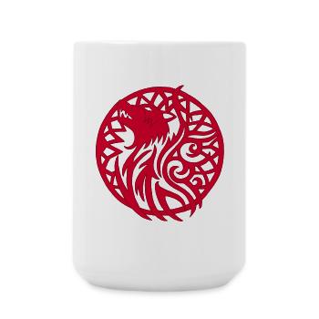 Red Wolf and Lucky Talisman - Large Mug 440 ml - white - Front