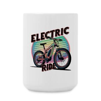 Retro-Elektrofahrrad-Illustration - Große Tasse 440 ml - Weiß - Vorne