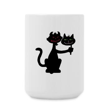 Demonic Black Cat - Large Mug 440 ml - white - Front