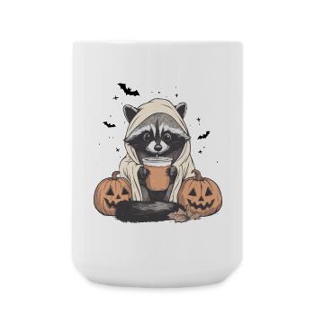 Halloween Pullover, Waschbär Halloween, Geschenk - Große Tasse 440 ml - Weiß - Vorne