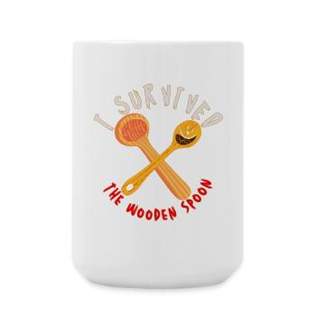 Surviving with Wooden Spoon Motif - Large Mug 440 ml - white - Front