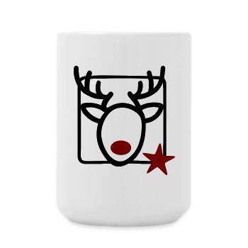 Reindeer with star and red nose - Large Mug 440 ml - white - Front