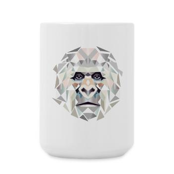 Gorilla Power in Geometric Facets–Modern Art - Large Mug 440 ml - white - Front