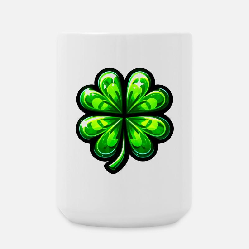 Vierblättriges Kleeblatt - Große Tasse 440 ml - Weiß