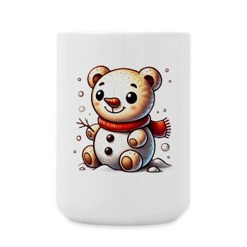 Snowman Bear with Scarf – Cute Winter Motif - Large Mug 440 ml - white - Front