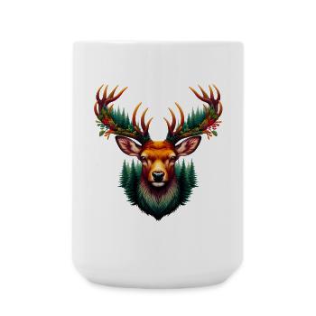 Hirsch - Große Tasse 440 ml - Weiß - Vorne