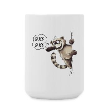 Look, Look, Coati, Animal Motif, Animal Cartoon, Wild Animal - Large Mug 440 ml - white - Front