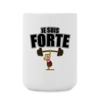 je suis forte, motivation, femelle - Grande tasse 440 ml - blanc - Devant