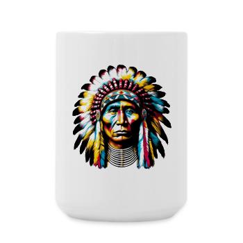 Amerikanisch, Indianer, Amerikaner - Große Tasse 440 ml - Weiß - Vorne