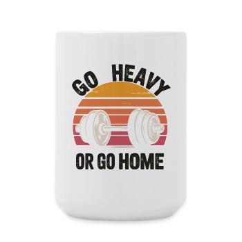 Go Heavy or Go Home Retro Barbell - Large Mug 440 ml - white - Front