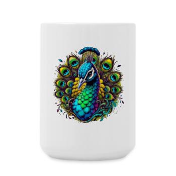 Pfau - Große Tasse 440 ml - Weiß - Vorne