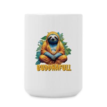 Buddha Yoga Lazy Humor God Sloth Nerd Sleep - Large Mug 440 ml - white - Front