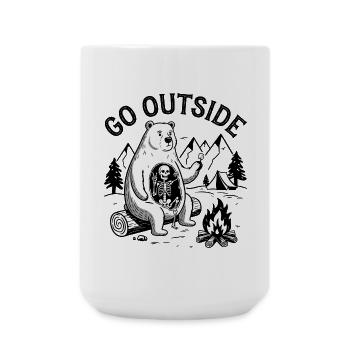 Bear Skeleton Campfire Graphic - Large Mug 440 ml - white - Front