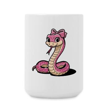 Pink Bow Snake Cartoon - Large Mug 440 ml - white - Front
