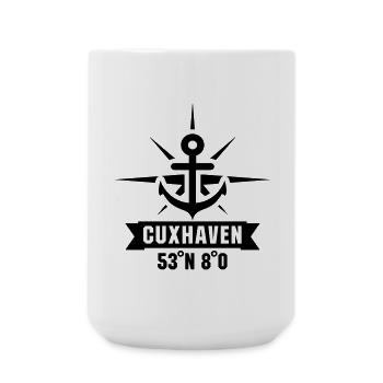 Cuxhaven 53 Grad Nord 8 Grad Ost - Große Tasse 440 ml - Weiß - Vorne