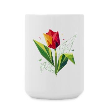 Geometrische Tulpe – Eleganz in Polygonen - Große Tasse 440 ml - Weiß - Vorne
