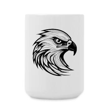 Illustration détaillée de la tête d’aigle - Grande tasse 440 ml - blanc - Devant