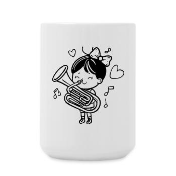 Cartoon Tuba Girl - Large Mug 440 ml - white - Front