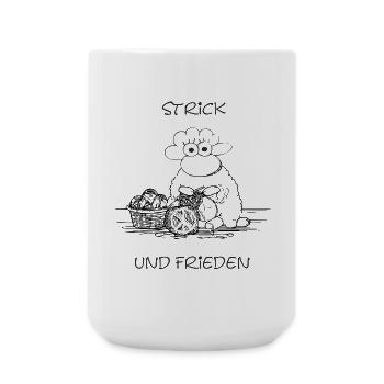 Strick und Frieden – Humor mit Haltung - Große Tasse 440 ml - Weiß - Vorne