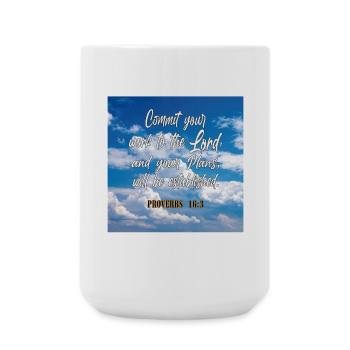 Proverbs16:3 - Large Mug 440 ml - white - Front