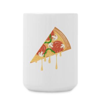 Pizzastück im klassischen Look gezeichnet - Große Tasse 440 ml - Weiß - Vorne
