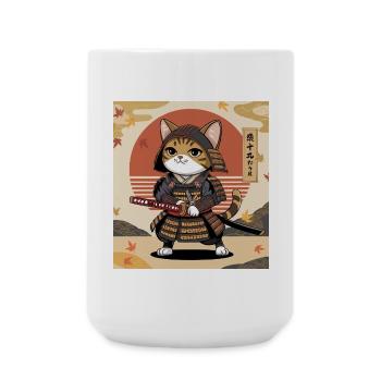 Samurai Cat – Japanese Warrior Cats Design - Large Mug 440 ml - white - Front